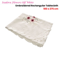 Isadora Flowers Off White Embroidered Rectangular Tablecloth 180 x 275 cm