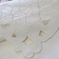 Isadora Flowers Off White Embroidered Rectangular Tablecloth 180 x 275 cm