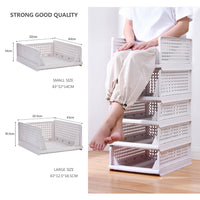 2Pcs Stackable Wardrobe Storage DIY Closet Organizer Clothes Shelf Rack(2*Large )
