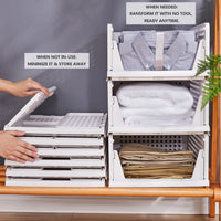 2Pcs Stackable Wardrobe Storage DIY Closet Organizer Clothes Shelf Rack(2*Large )