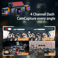 4-Channel 360° Panoramic 1080P HD Dash Cam Comes With 32GB TF Card