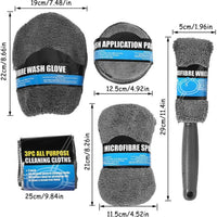 Car Cleaning Sponge Towel Brushe Set 9Pcs Car Wash Kits Cleaning Tools Set