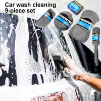 Car Cleaning Sponge Towel Brushe Set 9Pcs Car Wash Kits Cleaning Tools Set