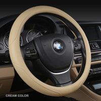 Universal Luxury Car 37-38cm Steering Wheel Cover PU Leather Non-slip Breathable (Cream)