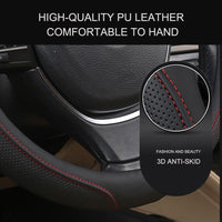 Universal Luxury Car 37-38cm Steering Wheel Cover PU Leather Non-slip Breathable (Cream)