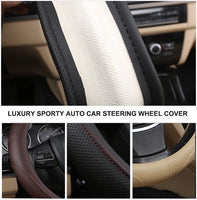 Universal Luxury Car 37-38cm Steering Wheel Cover PU Leather Non-slip Breathable (Cream)