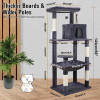 VaKa 143cm Cat Tree Scratching Post Scratcher Tower Condo House Furniture Wood