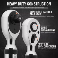 3Pc 1/2" Digital Torque Wrench Set Adjustable 17-340N.m / 25-250ft.lb Motorcycle