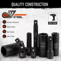 18Pc Deep Impact Socket Set Imperial / SAE Extension Flexible Adaptor 1/2" Drive