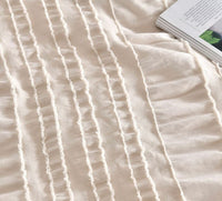 Tufted Boho Striped Embroidery Quilt/Doona/Duvet Cover Set - King Size