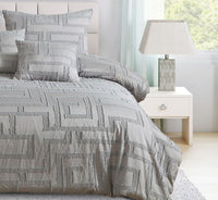 Tufted Jacquard Quilt/Doona/Duvet Cover Set - Grey - Queen Size