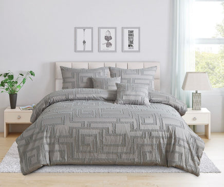 Tufted Jacquard Quilt/Doona/Duvet Cover Set - Grey - Super King Size