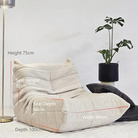 Vacuum-Packed, Comfy Mid Century Togo Lounge Sofa Modern Backrest White Corduroy Armless Retro Decorative Cozy Seat for Indoor