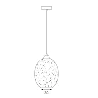 Moravian Glass Oval Pendant Light - Chrome