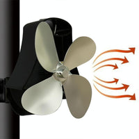 4-blade Heat Powered Fireplace Stove Fan - Aluminum - Black