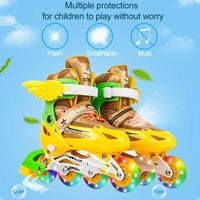 Adjustable Kids Roller Skates Set - Single Flash Wheels - Size s - Gold