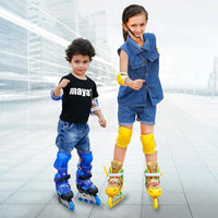 Adjustable Kids Roller Skates Set - Single Flash Wheels - Size s - Gold