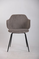 Set of 4 Dining Chairs with Corduroy Cord Fabric in Grey