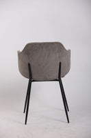 Set of 4 Dining Chairs with Corduroy Cord Fabric in Grey