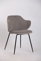 Set of 4 Dining Chairs with Corduroy Cord Fabric in Grey