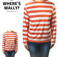 KIDS Red and White Striped Top Wenda Waldo Shirt Costume Party Book Week - Medium (7-9 Years Old)
