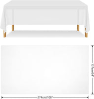 Table Cloth Cover Reusable & Washable Xmas Party 137cm x 274cm (54"x108") in White