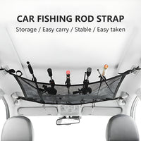 Car Fishing Rod Strap Vehicle Rod Carrier Storage Net Fishing Pole Holder SUV-2PCS Black Fishing Strap +Storage Bag