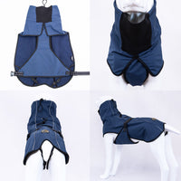 Pet Dog Raincoat Poncho Jacket Windbreaker Waterproof Clothes with Harness Hole-S-Black (Single Layer)