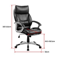 PU Leather Executive Office Chair – Ergonomic Swivel Computer Desk Chair in Black