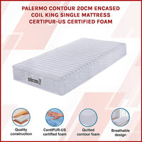Contour Encased Coil King Single Mattress – Hybrid Support with CertiPUR-US Certified Foam Comfort Layers