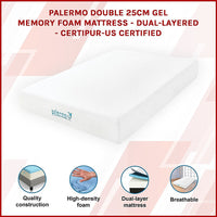 Double 25cm Gel Memory Foam Mattress – Dual-Layered Comfort with CertiPUR-US Certified Foam
