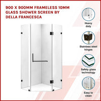900 x 900mm Frameless 10mm Glass Shower Screen By Della Francesca