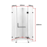 900 x 900mm Frameless 10mm Glass Shower Screen By Della Francesca