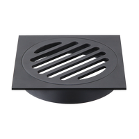 Square Black Floor Grate Drain 110 mm Full Brass Construction