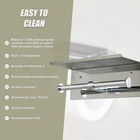 Stainless Steel Double Toilet Paper Holder Towel Roll Tissue Rack Storage Shelf