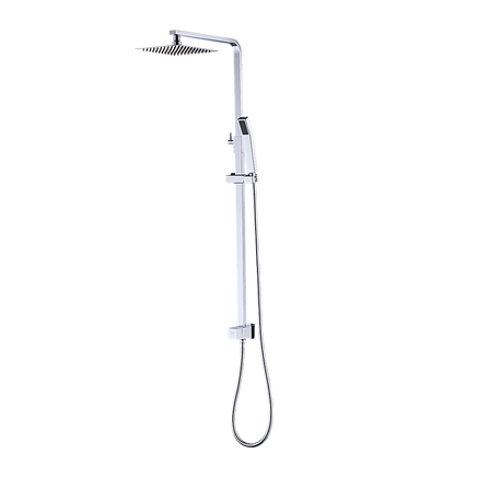 WELS 8" Rain Shower Head Set Square Dual Heads Faucet High Pressure With Mixer
