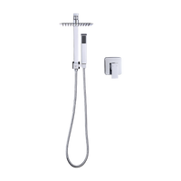 WELS 8" Rain Shower Head Set Square Dual Heads Faucet High Pressure With Mixer