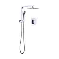 WELS 8" Rain Shower Head Set Square Dual Heads Faucet High Pressure With Mixer