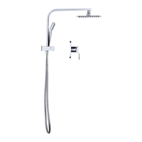 WELS 8" Rain Shower Head Set Square Dual Heads Faucet High Pressure With Mixer