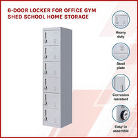 6-Door Locker for Office Gym Shed School Home Storage