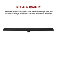 1000mm Bathroom Shower Black Grate Drain w/Centre outlet Floor Waste Square Pattern