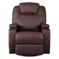 Brown Massage Sofa Chair Recliner 360 Degree Swivel PU Leather Lounge 8 Point Heated