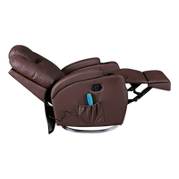 Brown Massage Sofa Chair Recliner 360 Degree Swivel PU Leather Lounge 8 Point Heated