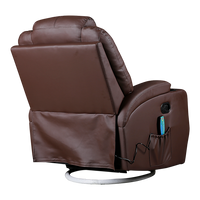 Brown Massage Sofa Chair Recliner 360 Degree Swivel PU Leather Lounge 8 Point Heated