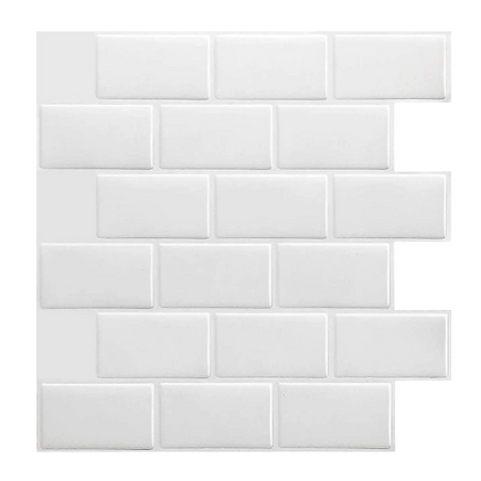 Tiles 3D Peel and Stick Wall Tile Subway White (30 x 30cm x 10 sheets)