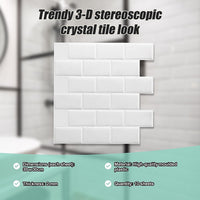 Tiles 3D Peel and Stick Wall Tile Subway White (30 x 30cm x 10 sheets)