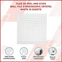 Tiles 3D Peel and Stick Wall Tile Stereoscopic Crystal White 10 Sheets
