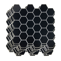 Tiles 3D Peel and Stick Wall Tile Hexagonal Mosaic Black 10 Sheets
