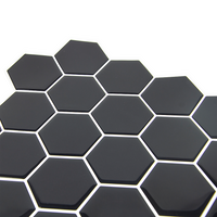 Tiles 3D Peel and Stick Wall Tile Hexagonal Mosaic Black 10 Sheets