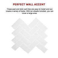 Tiles 3D Peel and Stick Wall Tile Herringbone White 10 Sheets